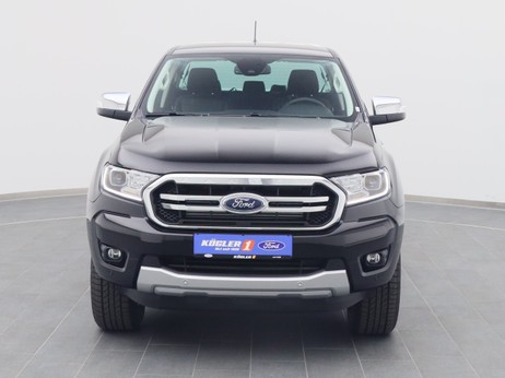 Frontansicht eines Ford Ranger DoKa Limited 213PS / AHK / PDC / Rollo in Agate Black 